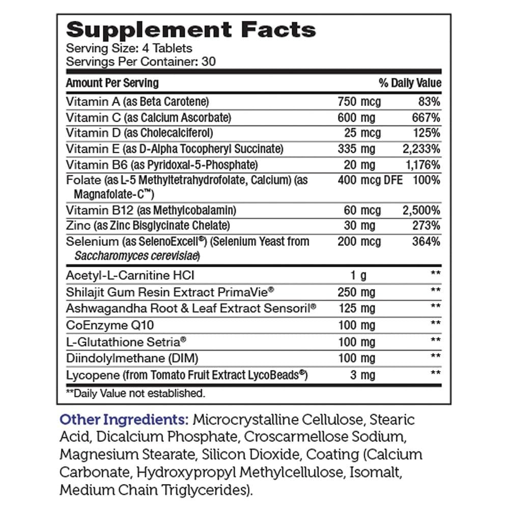Zahler Male Vitality+ and Fertility Supplements, 120 Count (Pack of 1)
