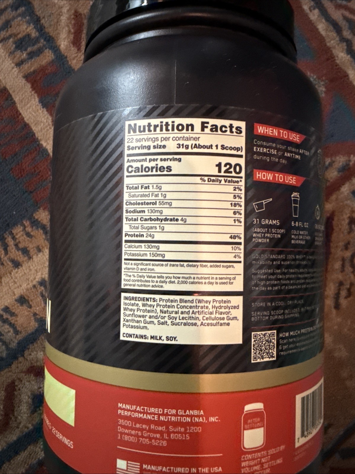 Optimum Nutrition Gold Standard 100% Whey Protein Vanilla Ice Cream Exp: 04/2028