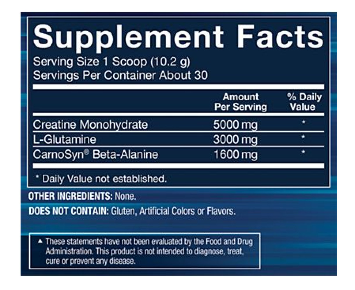 Creatine + Glutamine w/ Beta-Alanine Powder – Unflavored (10.8 oz./30 Servings)