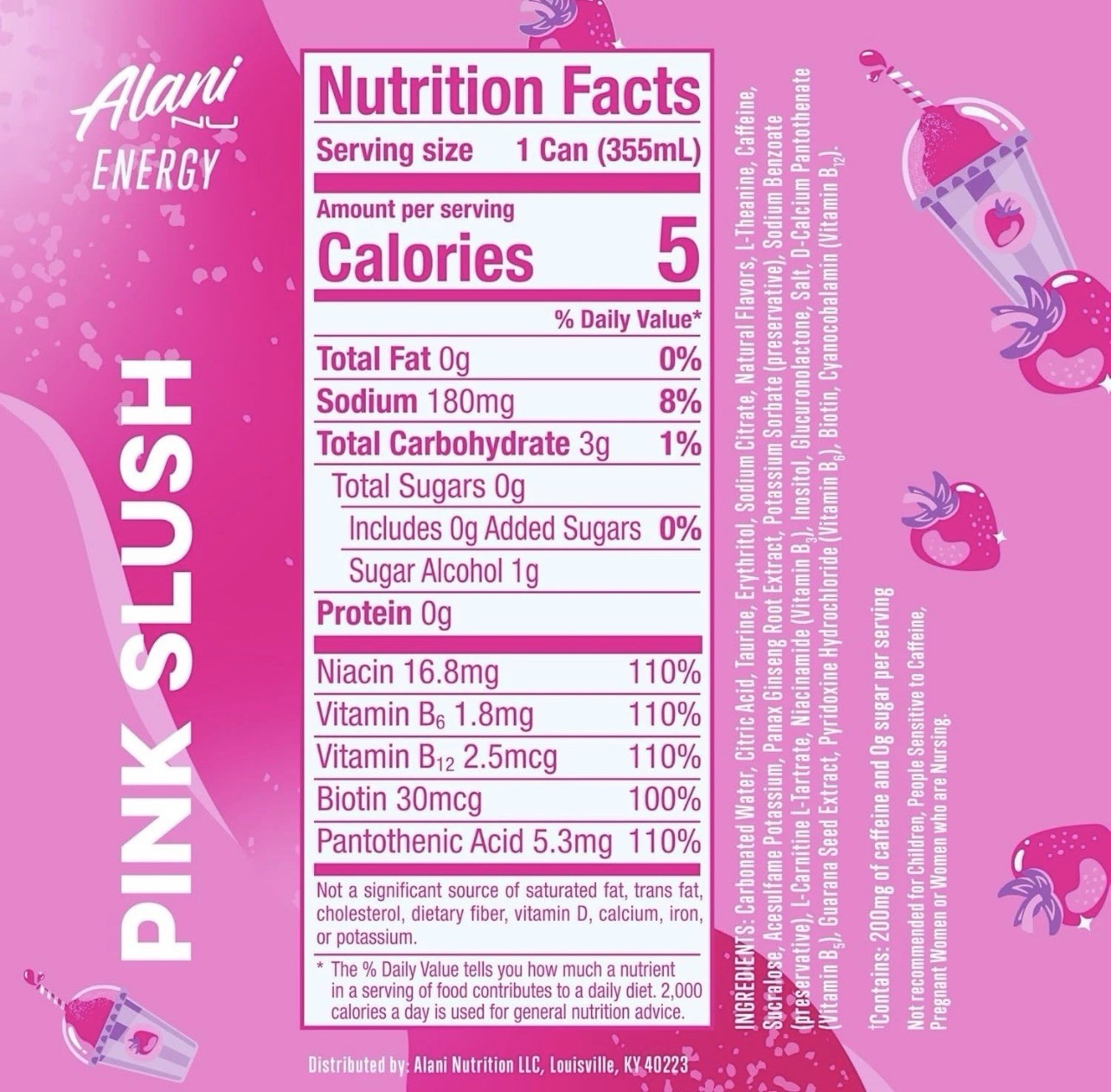 Alani Nu Energy Drink 0g Sugar Pink Slush Hawaiian Shaved Ice 4-Pack 🍧