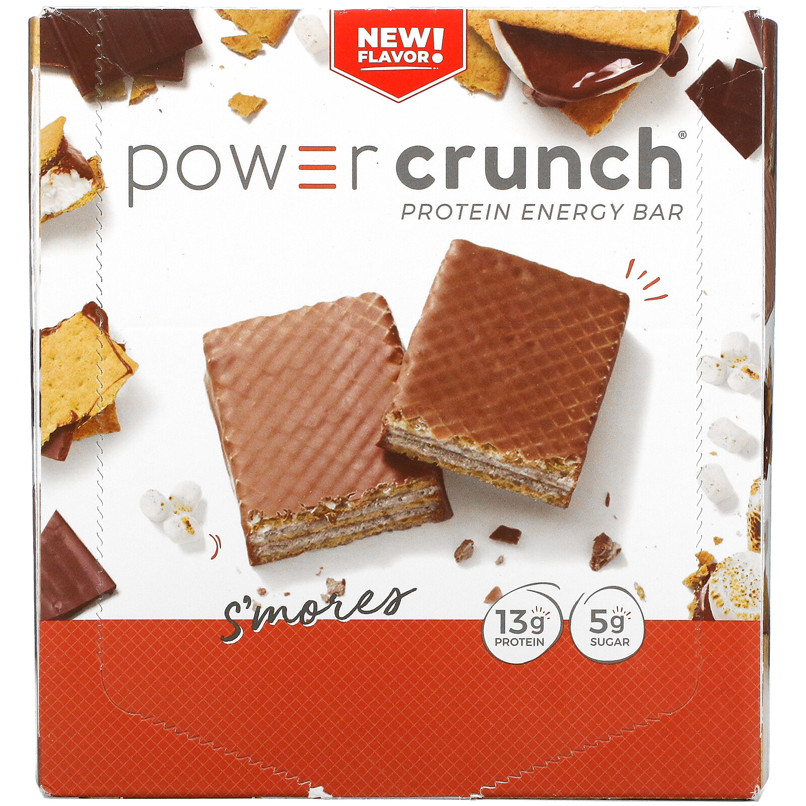 Power Crunch Protein Energy Bar, S’mores, 12 Bars, 1.4 oz (40 g) Each