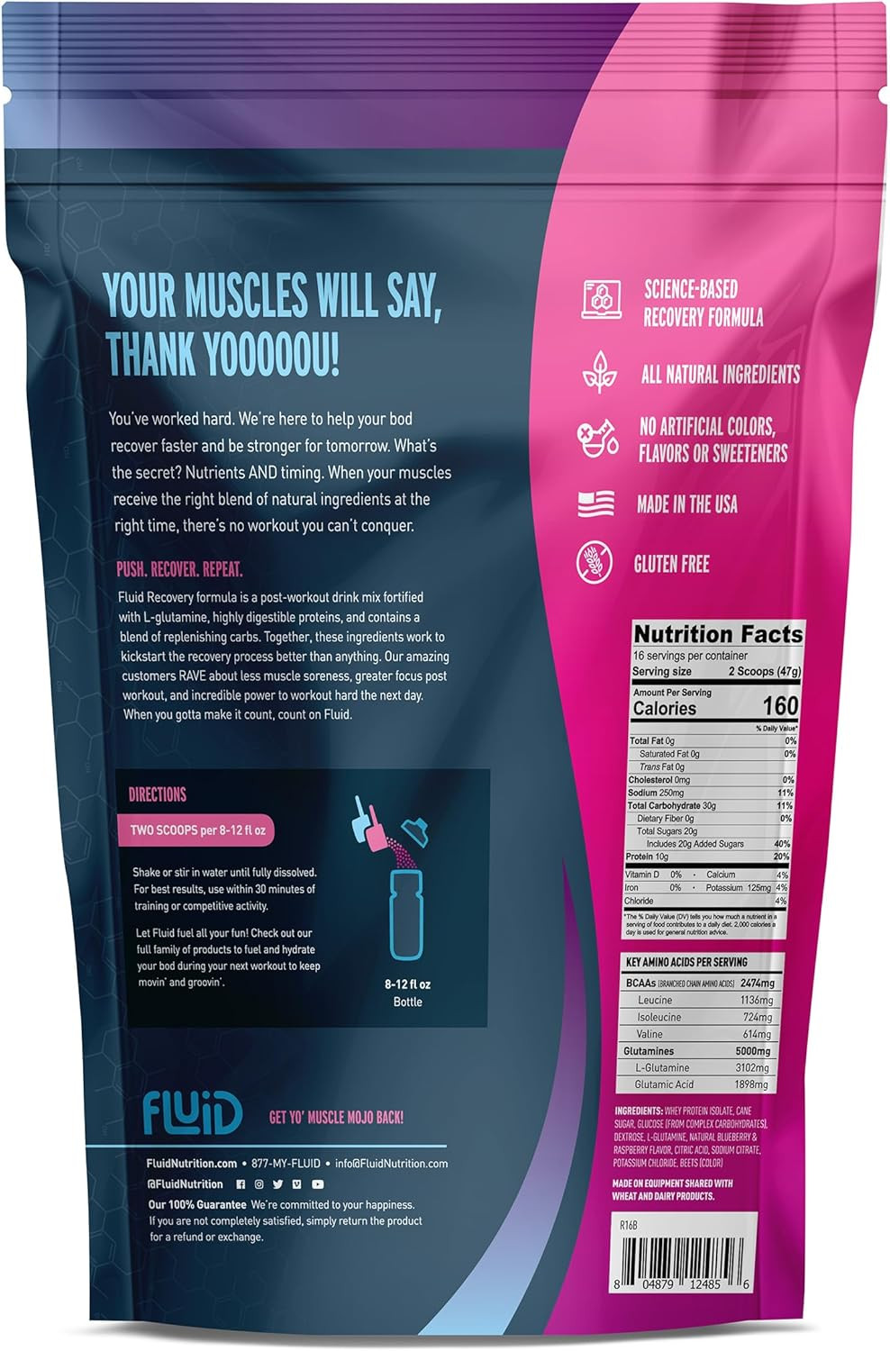 Recovery Post-Workout Drink Mix – Whey Isolate Protein, L-Glutamine, Carbs, All