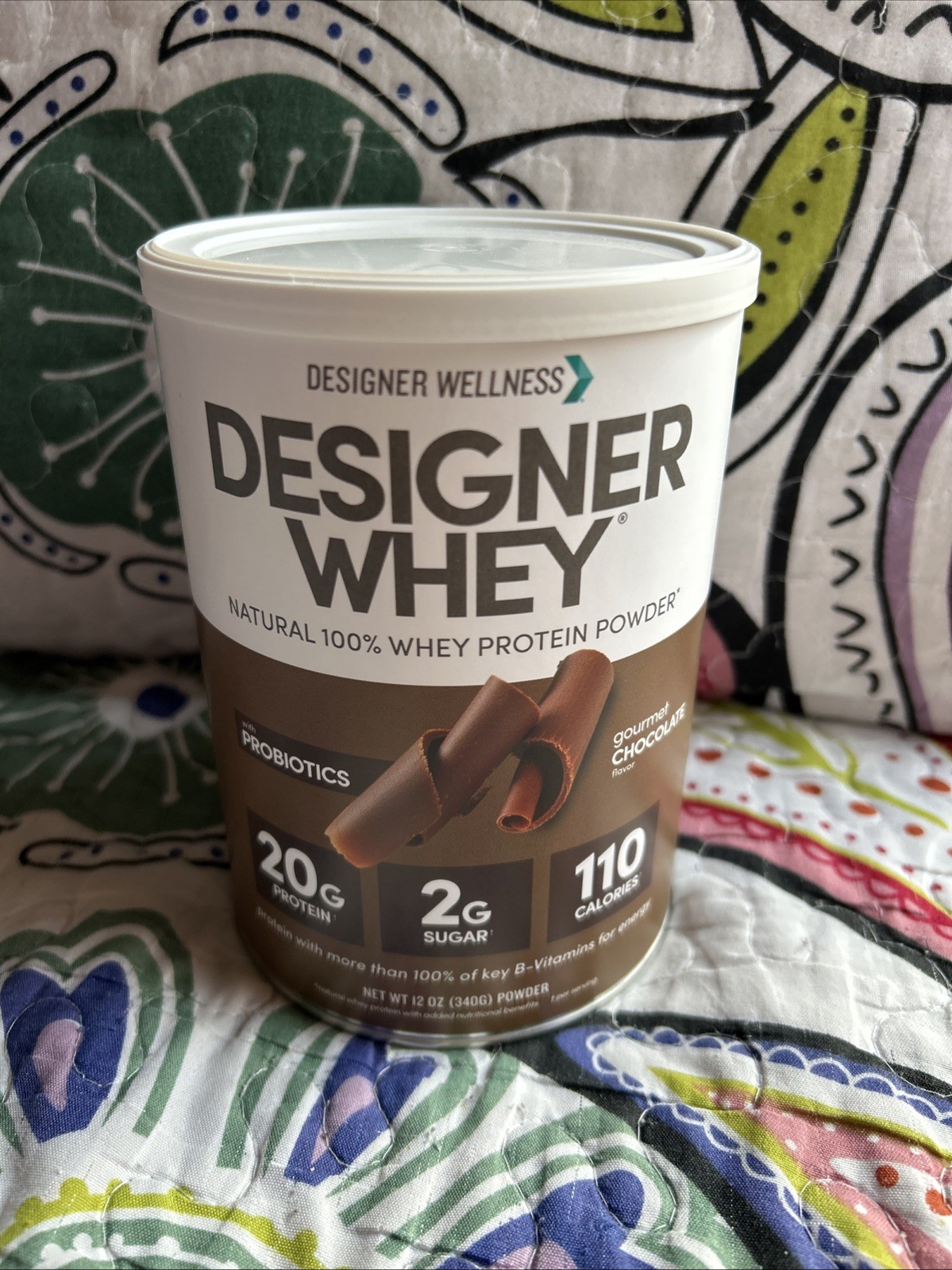 Designer Whey 20 g Natural Protein Powder w Probiotics Gourmet Chocolate 12 oz