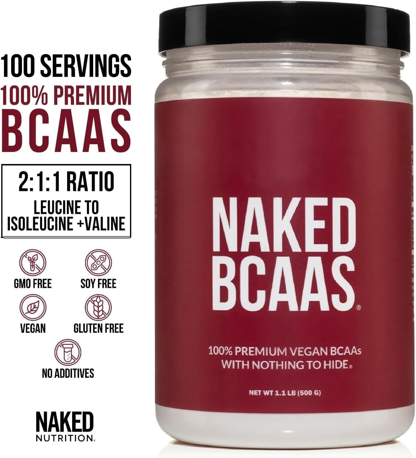 Unflavored 500g BCAA Amino Acids Powder – 100 Servings for Lean Muscle Gain