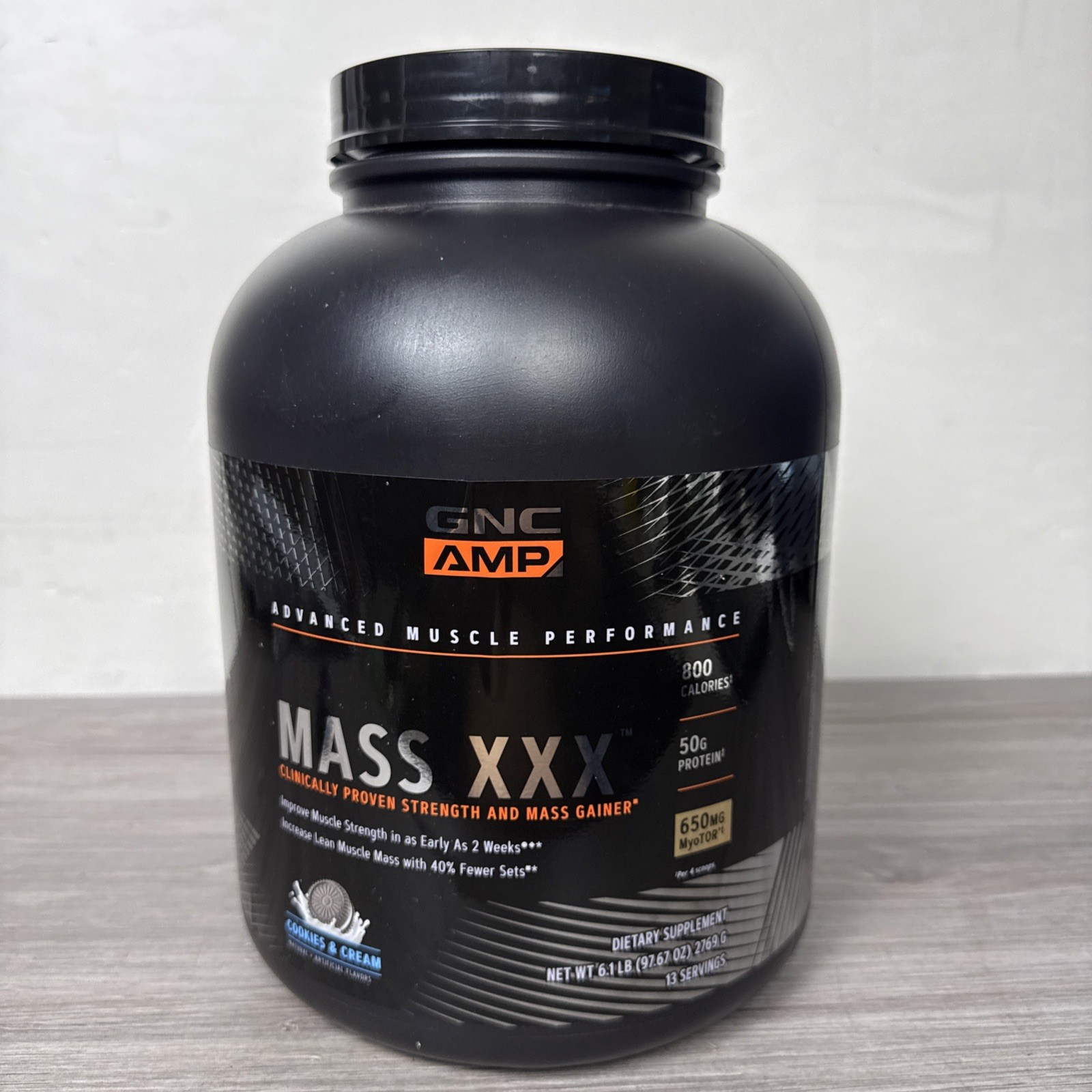 GNC Amp MASS XXX Anabolic Mass Gainer 6.1 lb Cookies & Cream, exp 08/2027