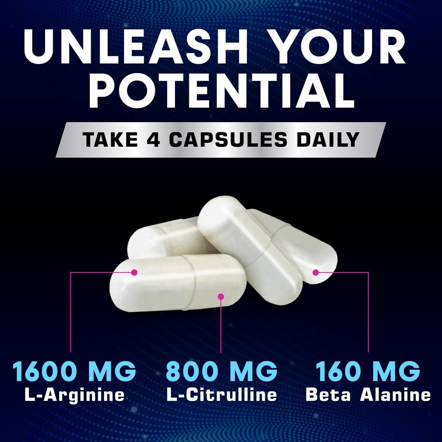 Nitric Oxide Booster w/ L-Arginine 2560mg Highest Potency Muscle Pump Supplement