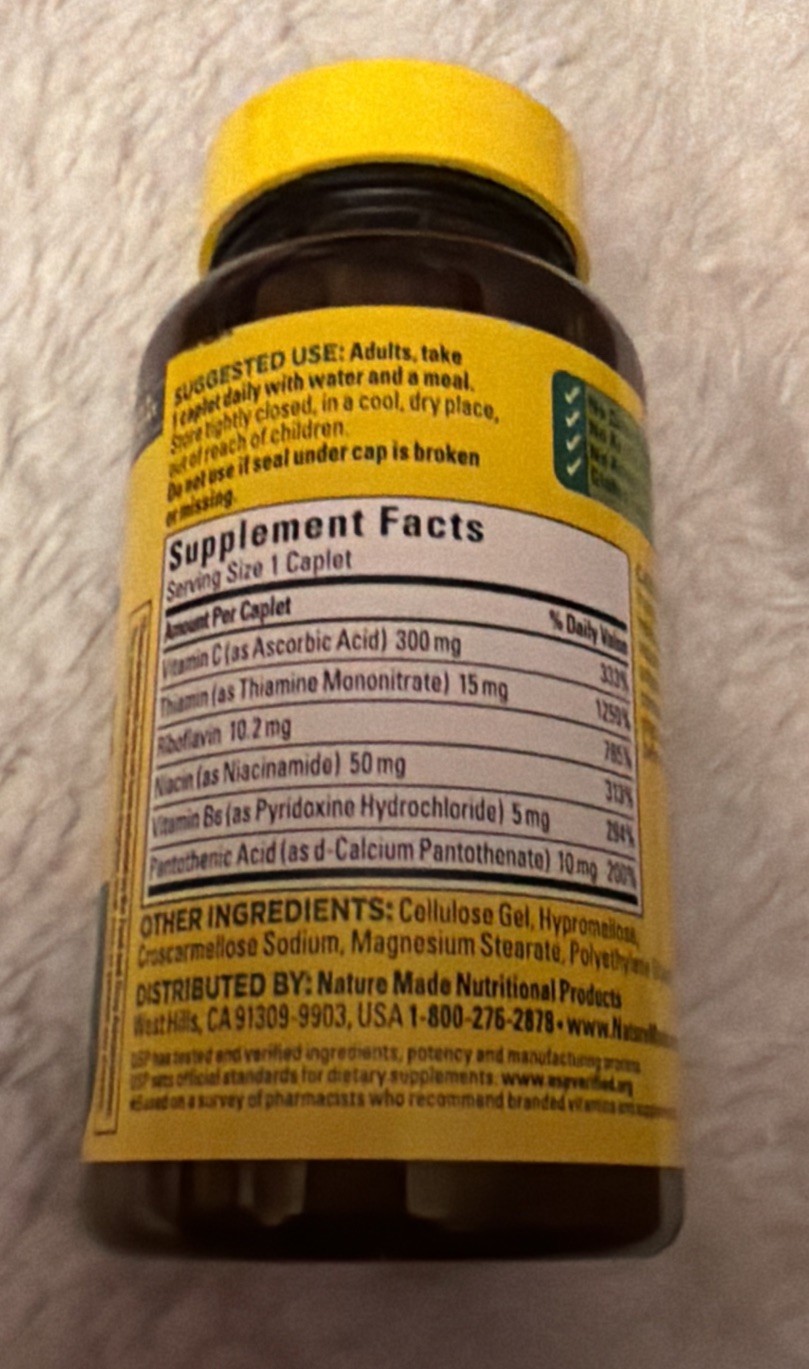 Nature Made Vitamin B-Complex With C Vitamin 100 Caplets Exp 02/2027