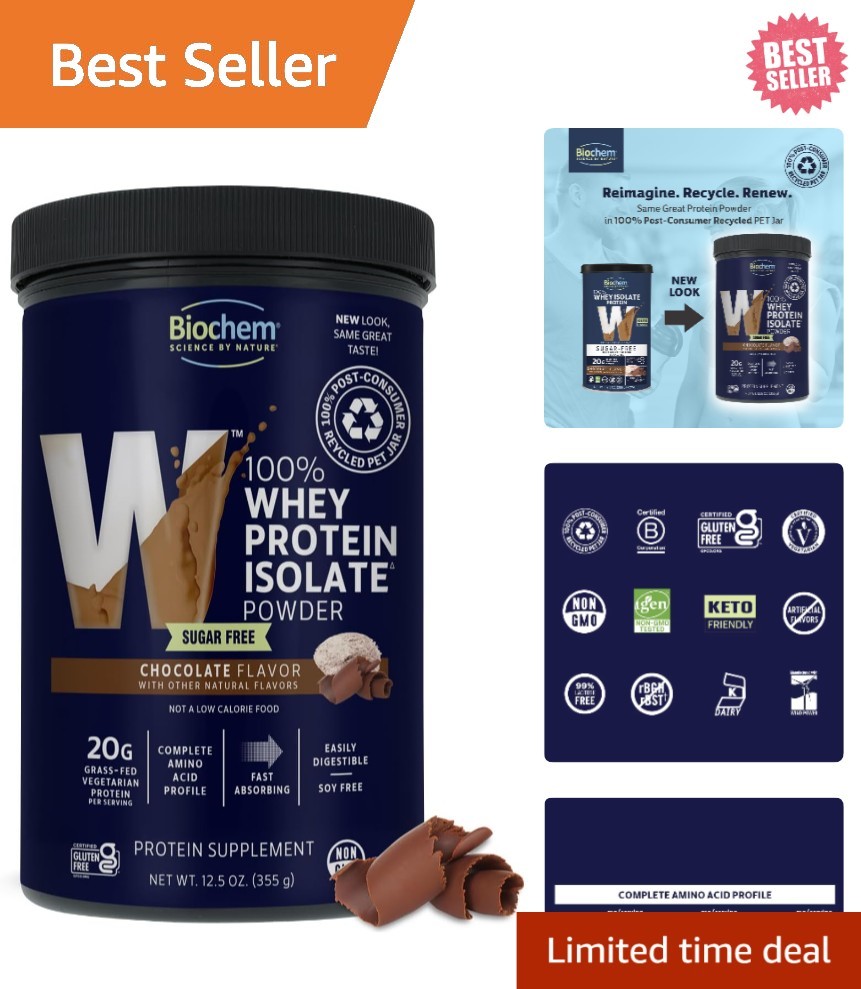 Keto-Friendly 100% Whey Protein – Sugar-Free Chocolate, 12.5oz of Pure Nutrition