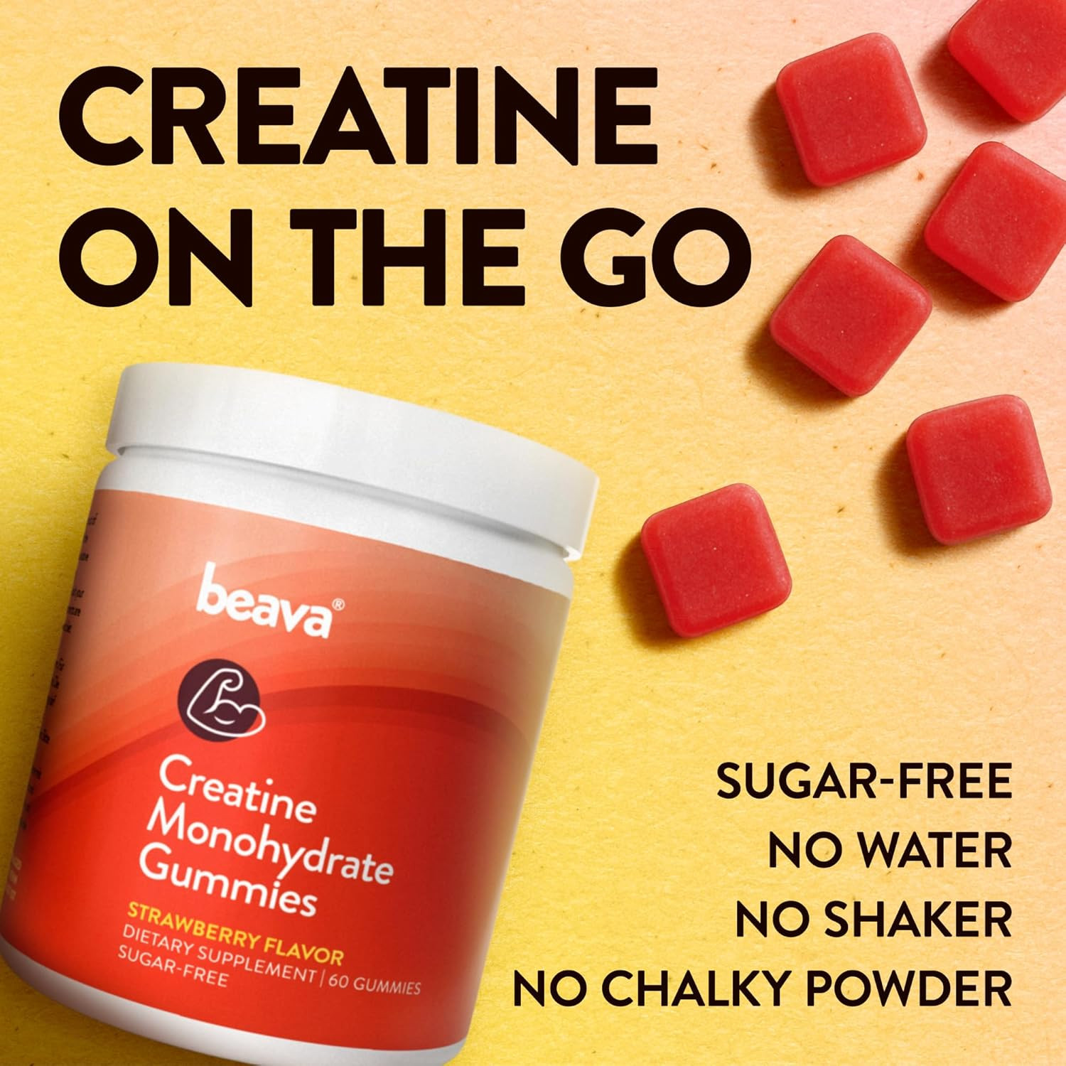 Creatine Monohydrate Gummies – 30 Servings – Vegan Creatine Chews for Muscle Gro