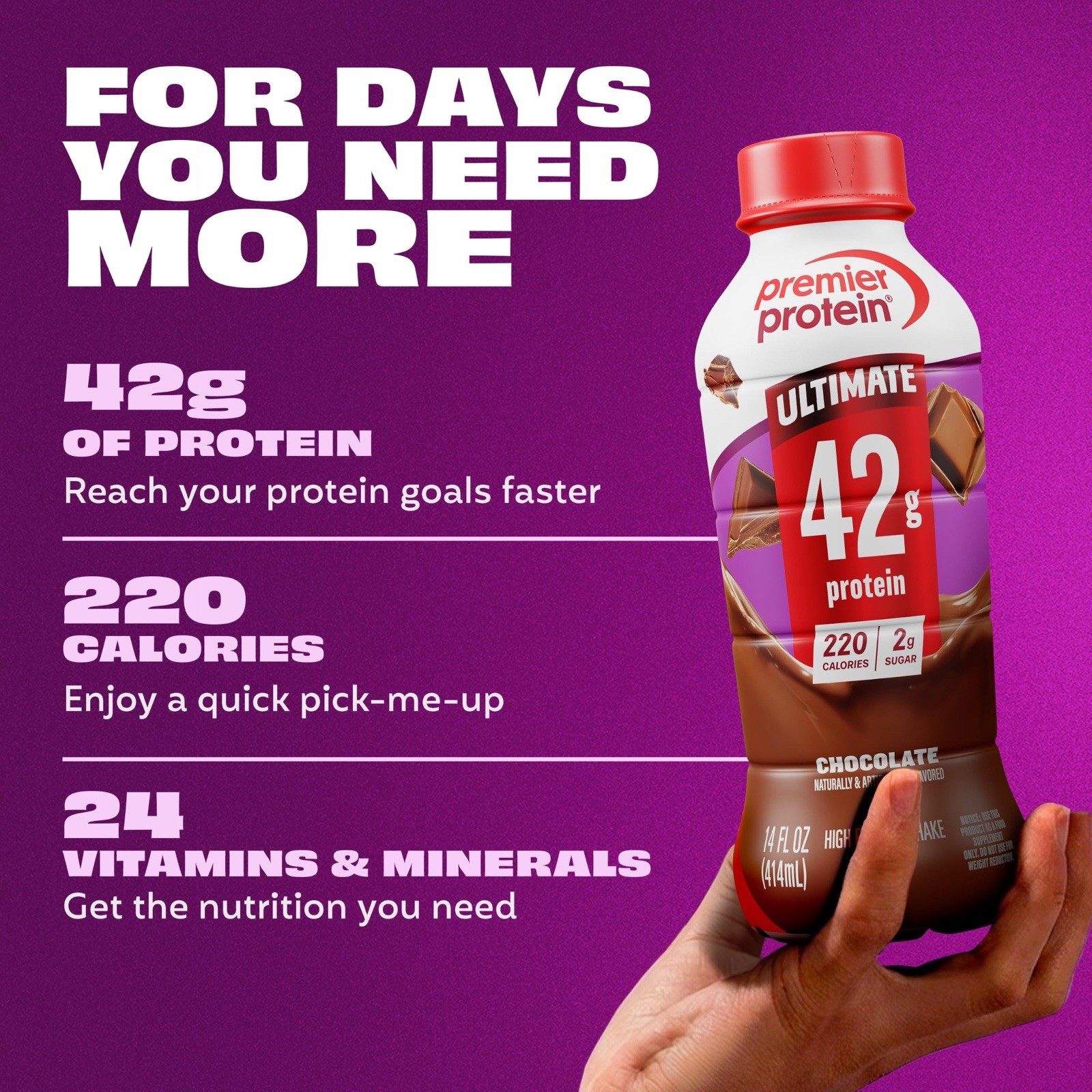 Premier Protein ULTIMATE 42g Protein Shake, Chocolate 🍫 14 Fl Oz, 4 Pack