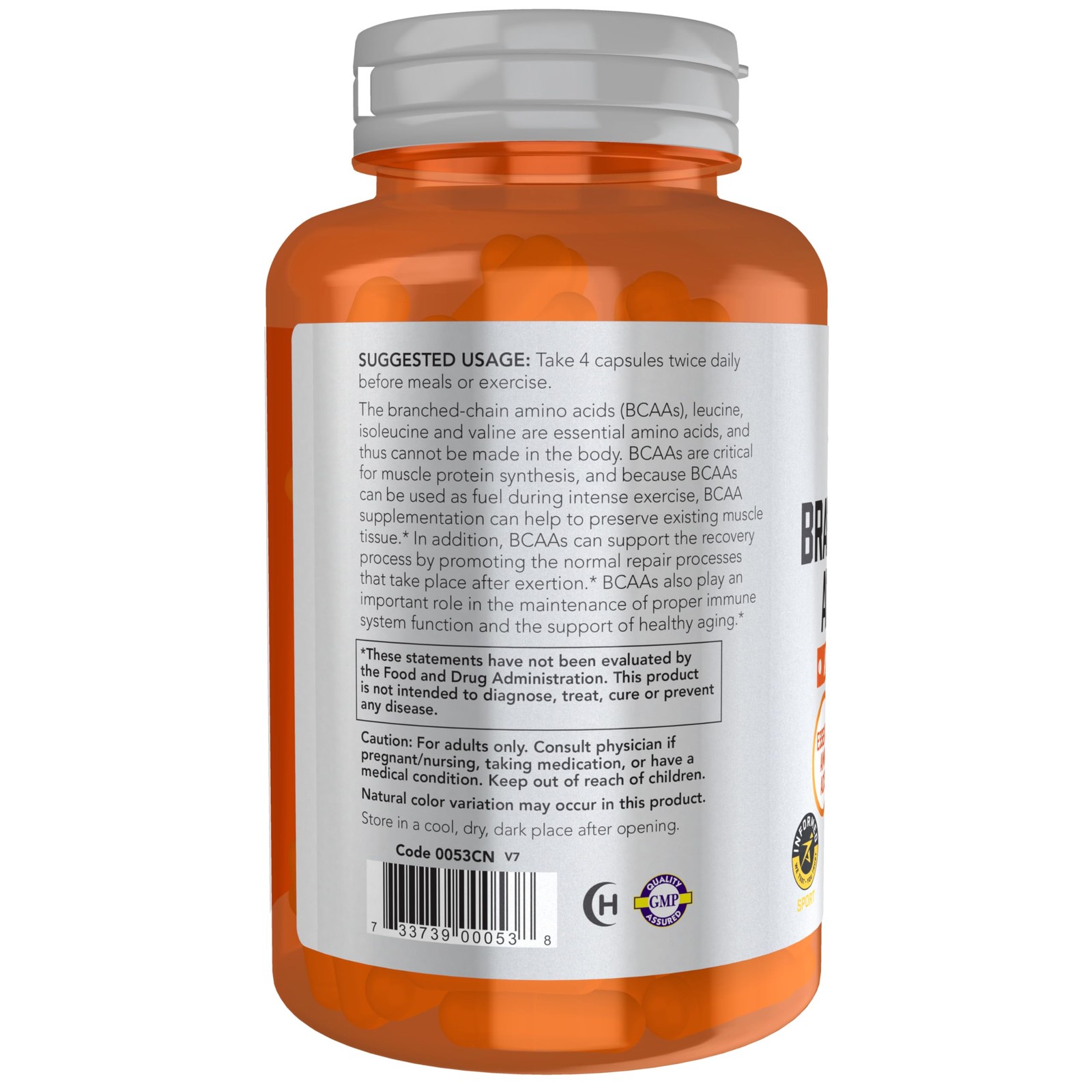 Now Sports Bcaa Supplement 120 Count Amino Acids For Muscle Recovery