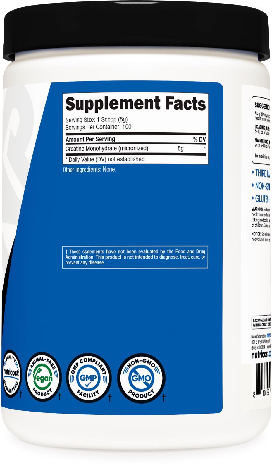 Micronized Creatine Monohydrate Powder 500g – 100 Servings, 5000mg Per Serving