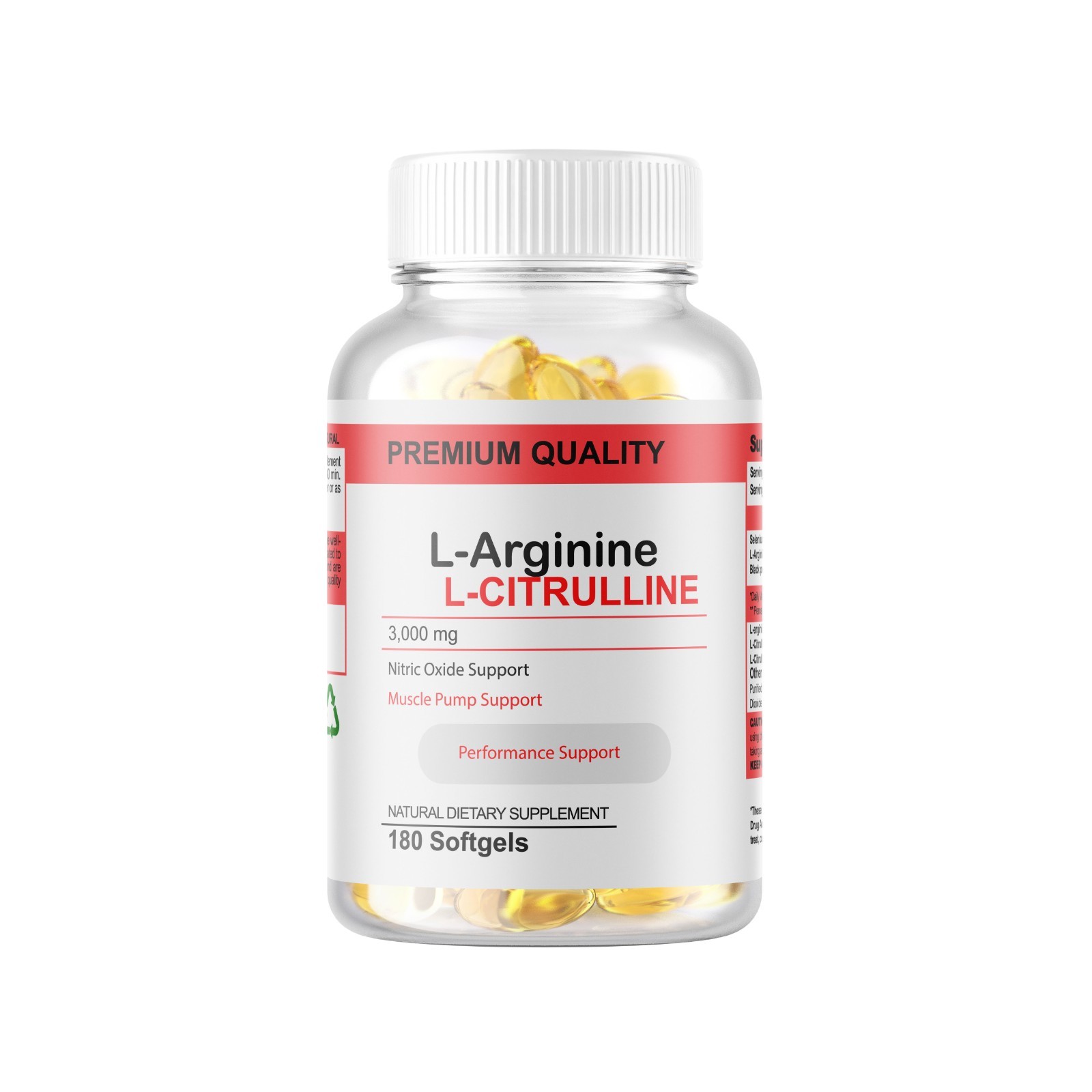 L-Arginine L-Citrulline Nitric Oxide Booster 3000mg, 180 Softgels, 90 Servings