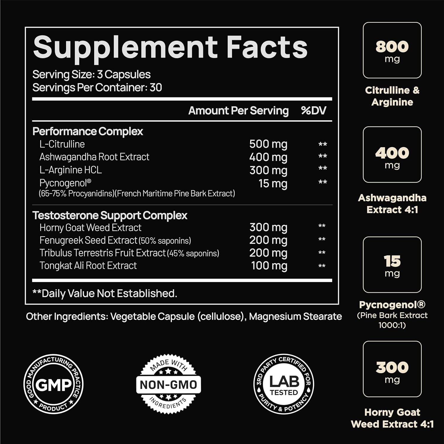 2,015mg Testosterone Booster for Men 8X Strength w. 1 Count (Pack of 90)