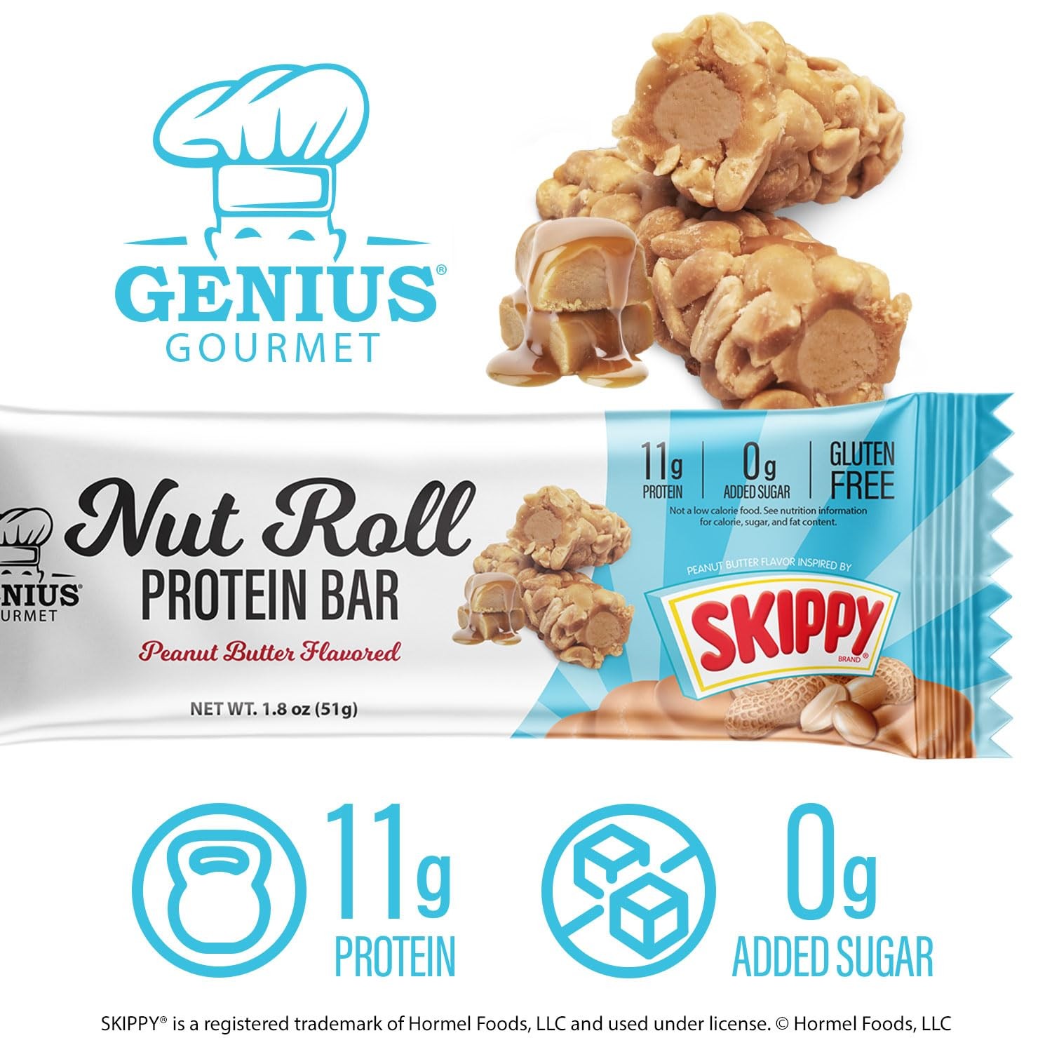 SKIPPY Peanut Butter Inspired Protein Bar, 11g Protein, 0g Sugar, Gluten-Free