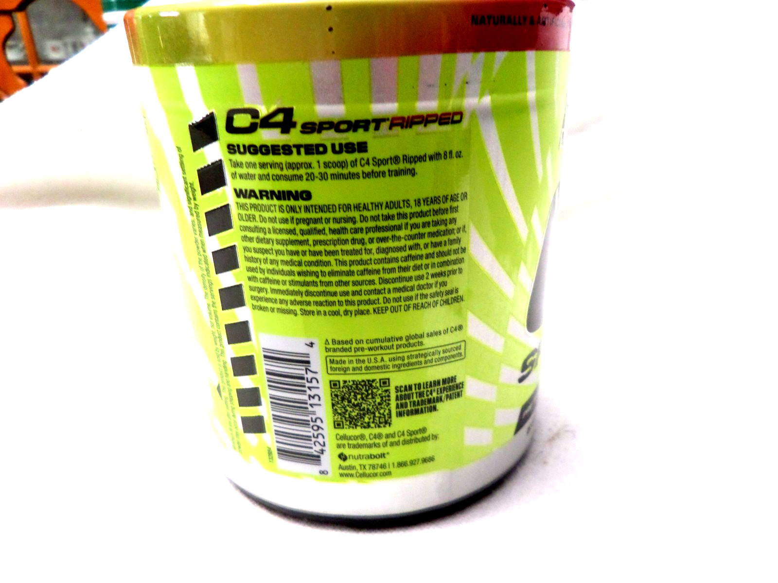 C4 Sport Ripped Strawberry Watermelon Pre-Workout Powder 9.9oz.