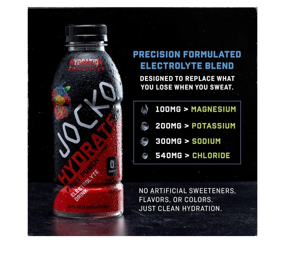 Jocko Fruit Punch Electrolyte Drink 16 fl oz Bottles 12 Pack Zero Sugar