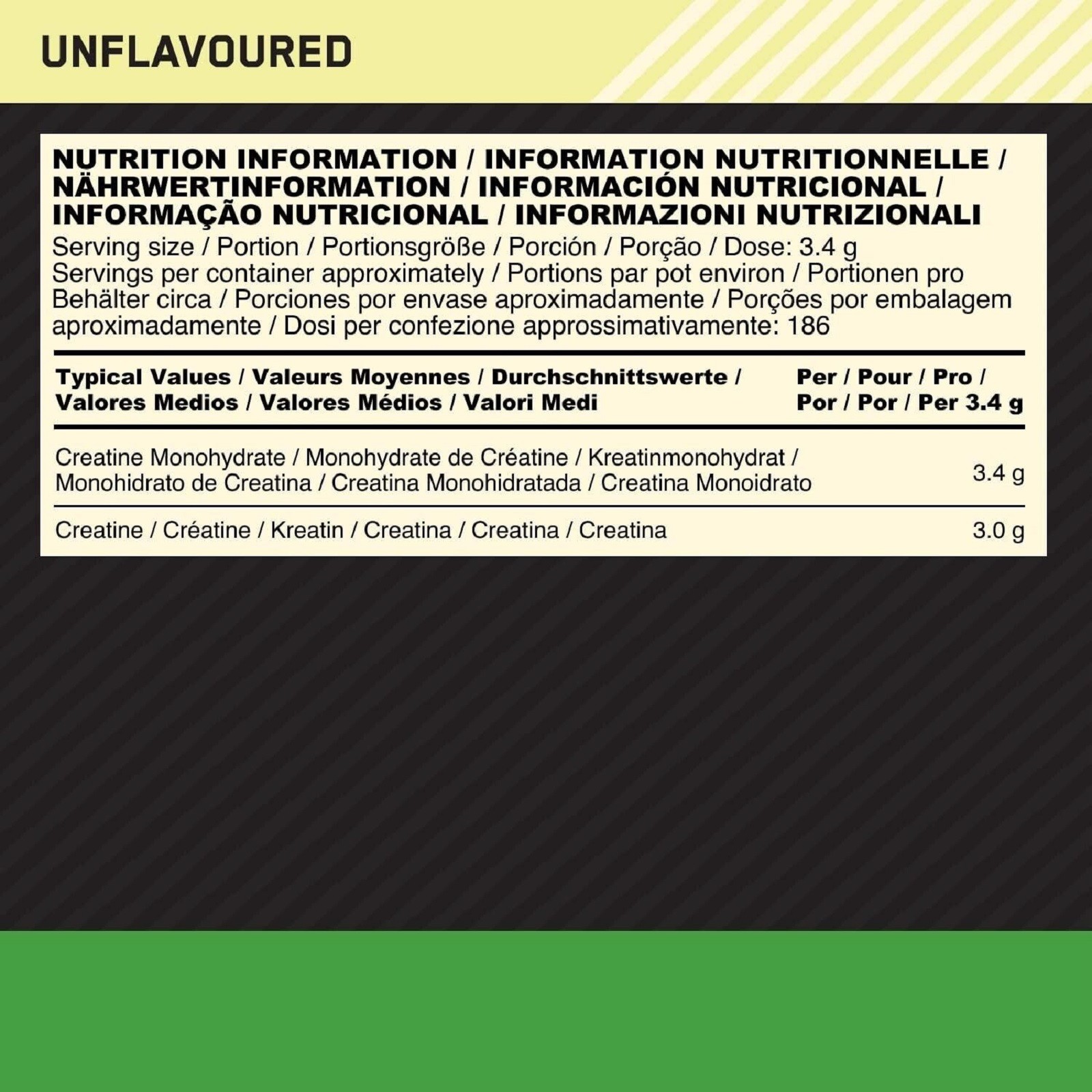 OPTIMUM ON Creatine Powder 100% PURE – 634g – 186 SERVINGS – Muscle growth TOP