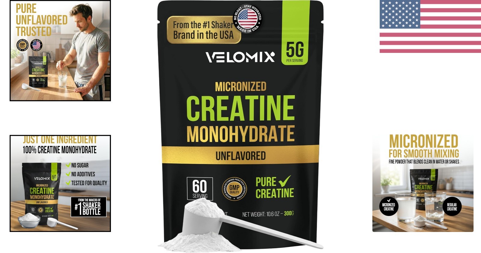 100% Pure Creatine Monohydrate – Fast Absorbing, Easy Mix 5000mg per Serving