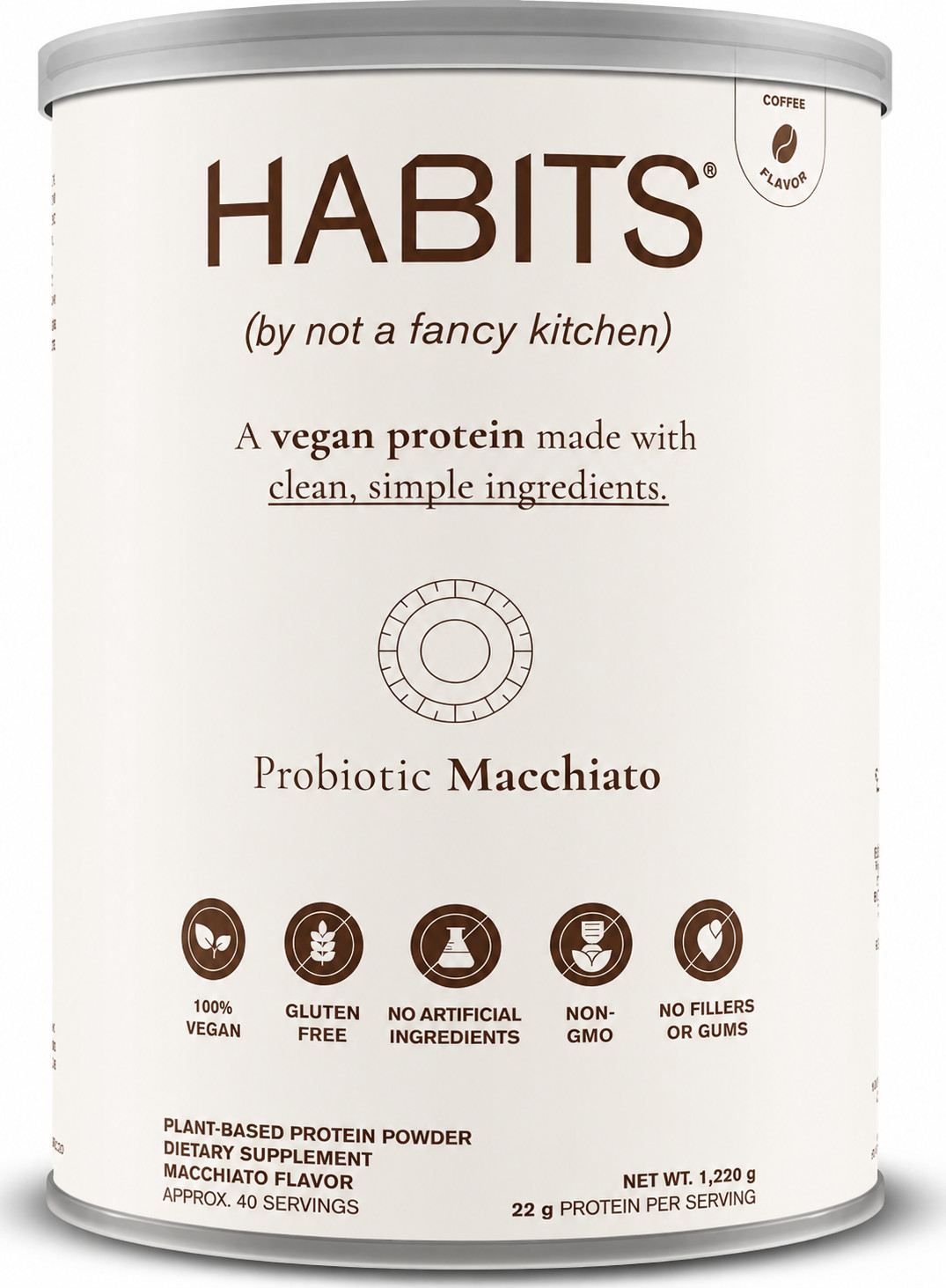 HABITS Vegan Protein Powder, Macchiato Flavor 1.22 kg | Plant-Based Protein