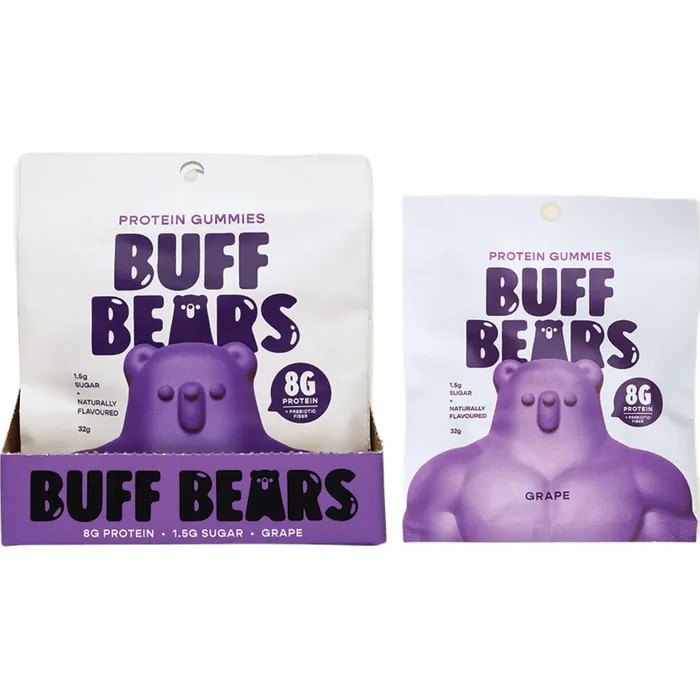New Buff Bears Protein Gummies Grape 12 x 32g Packs