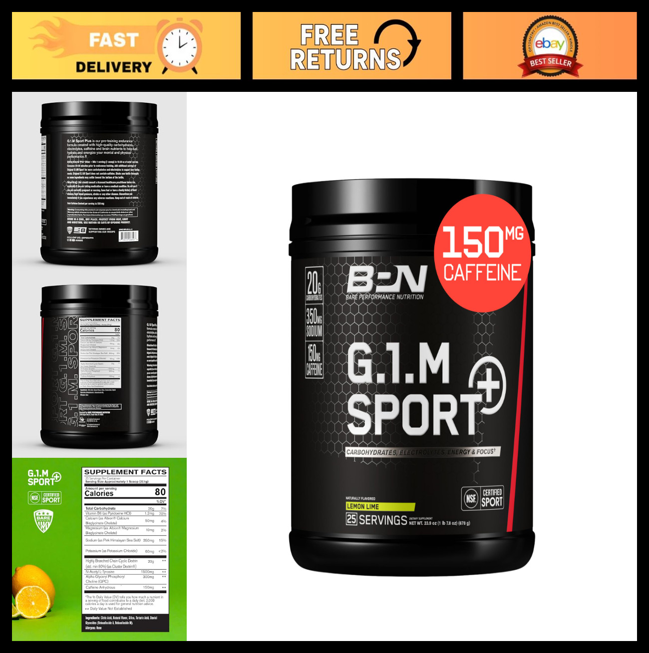 Endurance Pre-Workout Powder – Lemon Lime | 25 Servings | Energy, Focus, Electro