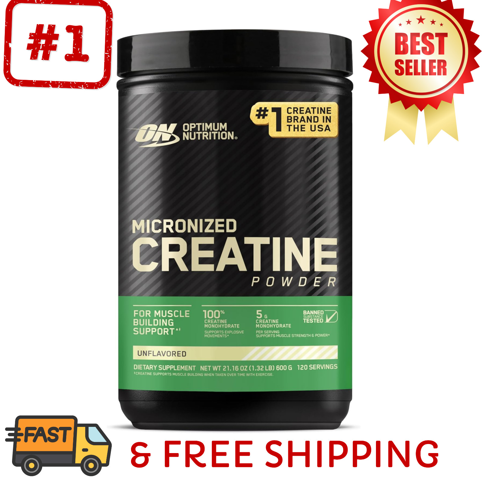 Optimum Nutrition Micronized Creatine Powder, 120 Servings (Packaging May Vary)