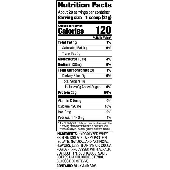 Dymatize ISO100 Hydrolyzed Whey Isolate Protein Powder Cookies Cream 20 Serving