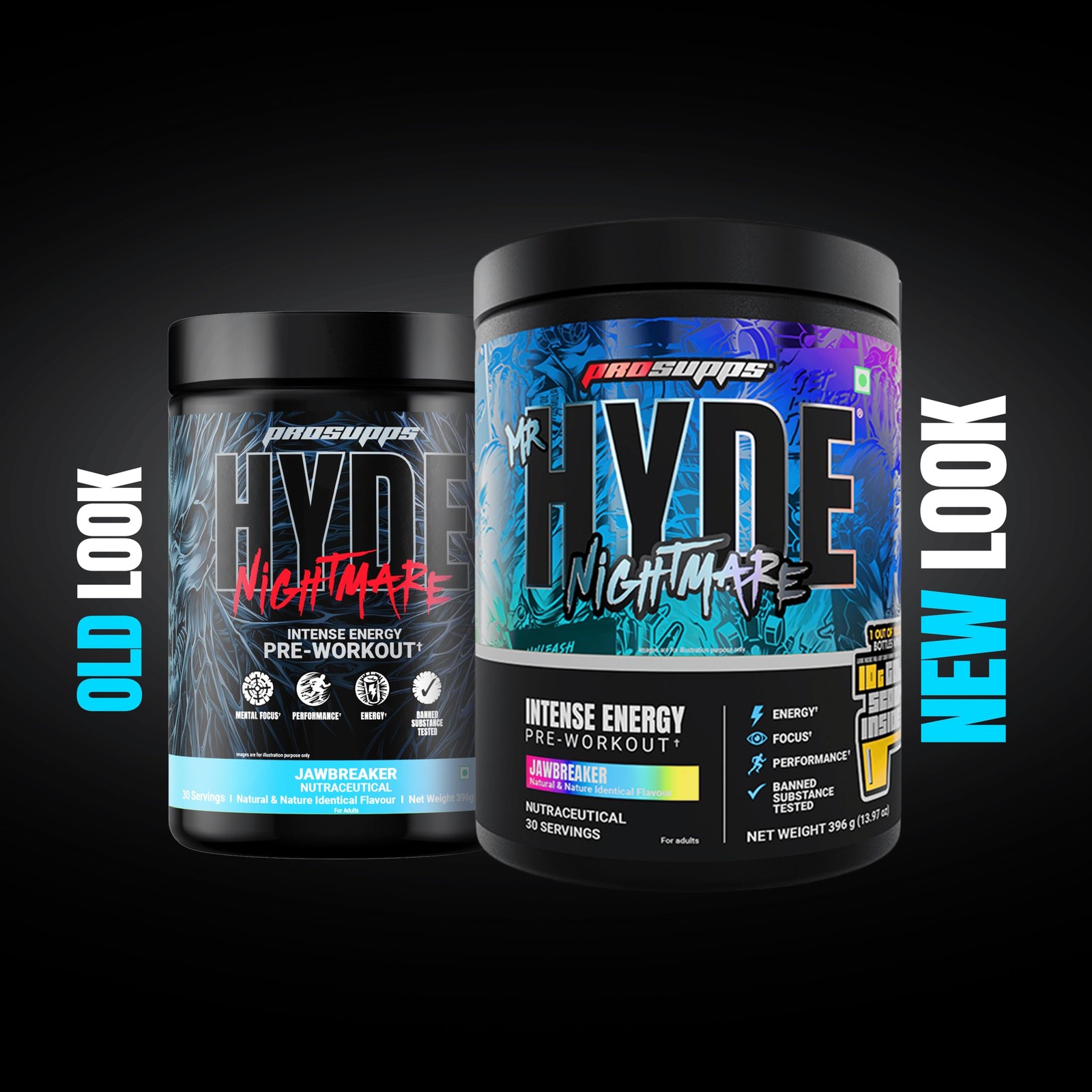 Mr Hyde Nightmare Pre Workout 396g – Energy & Focus Supplement, Jawbreaker