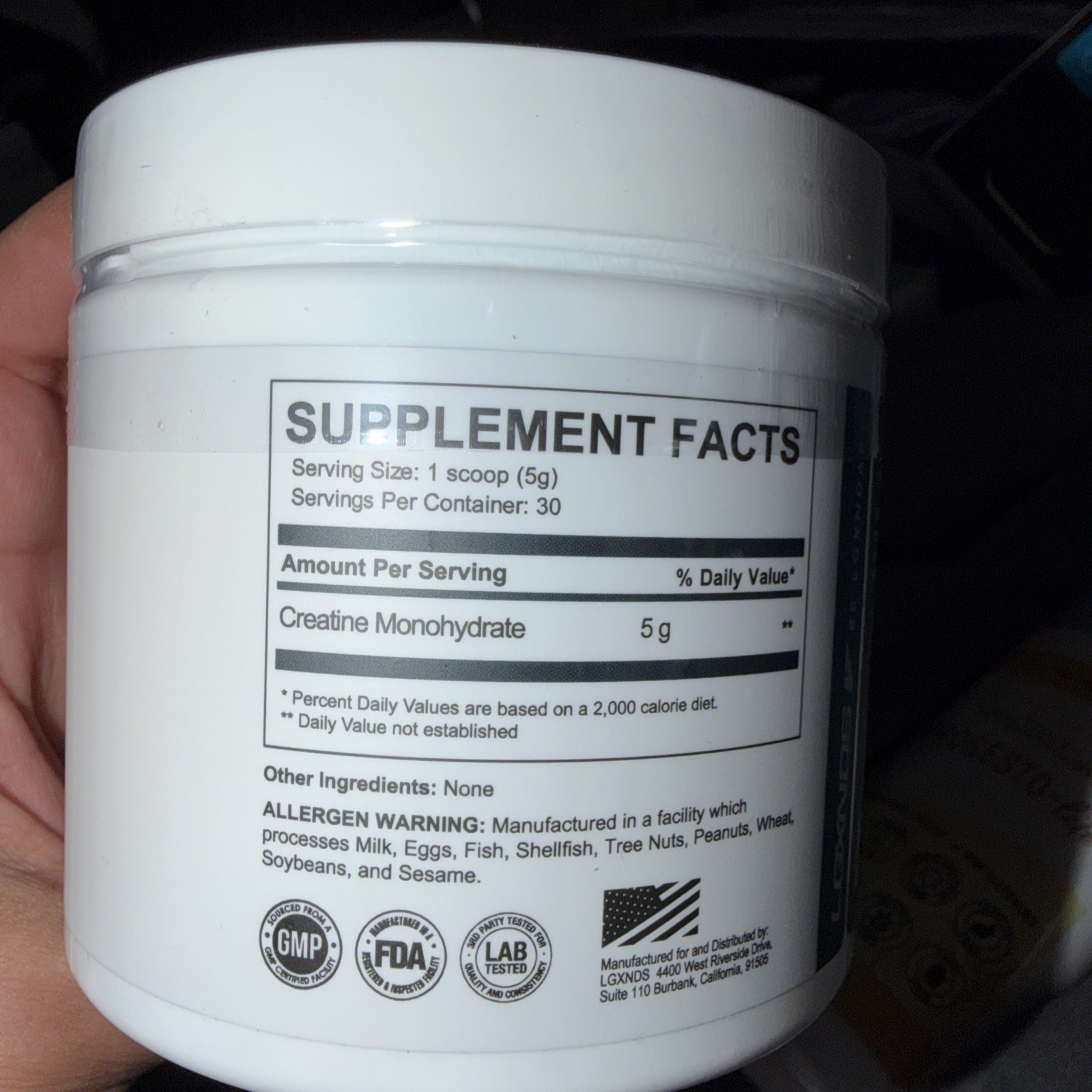 LGXNDS Creatine Monohydrate Powder Micronized Unflavored 150g 5g Dosage