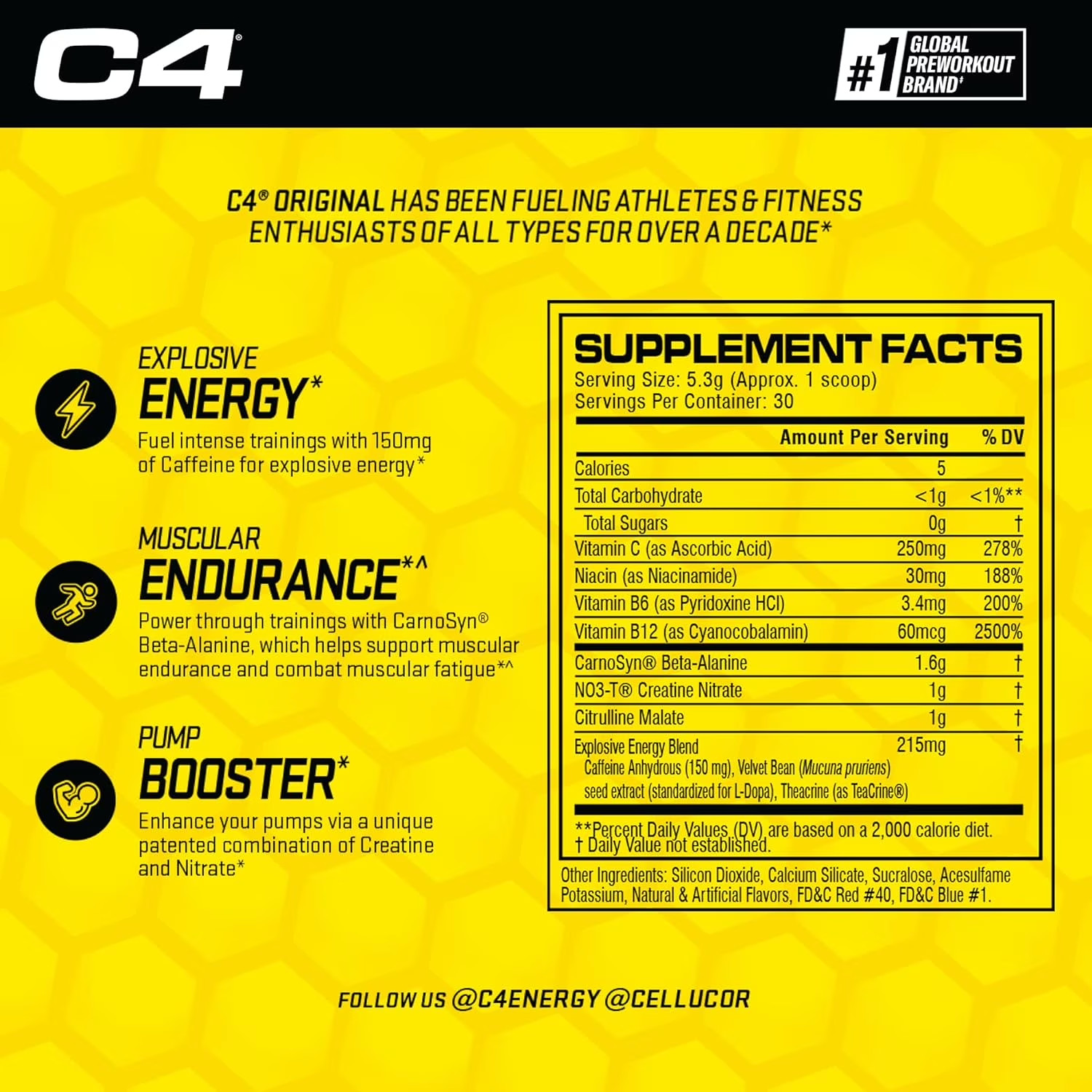 C4 Original Pre-Workout Powder, Frozen Bombsicle, 30 Servings