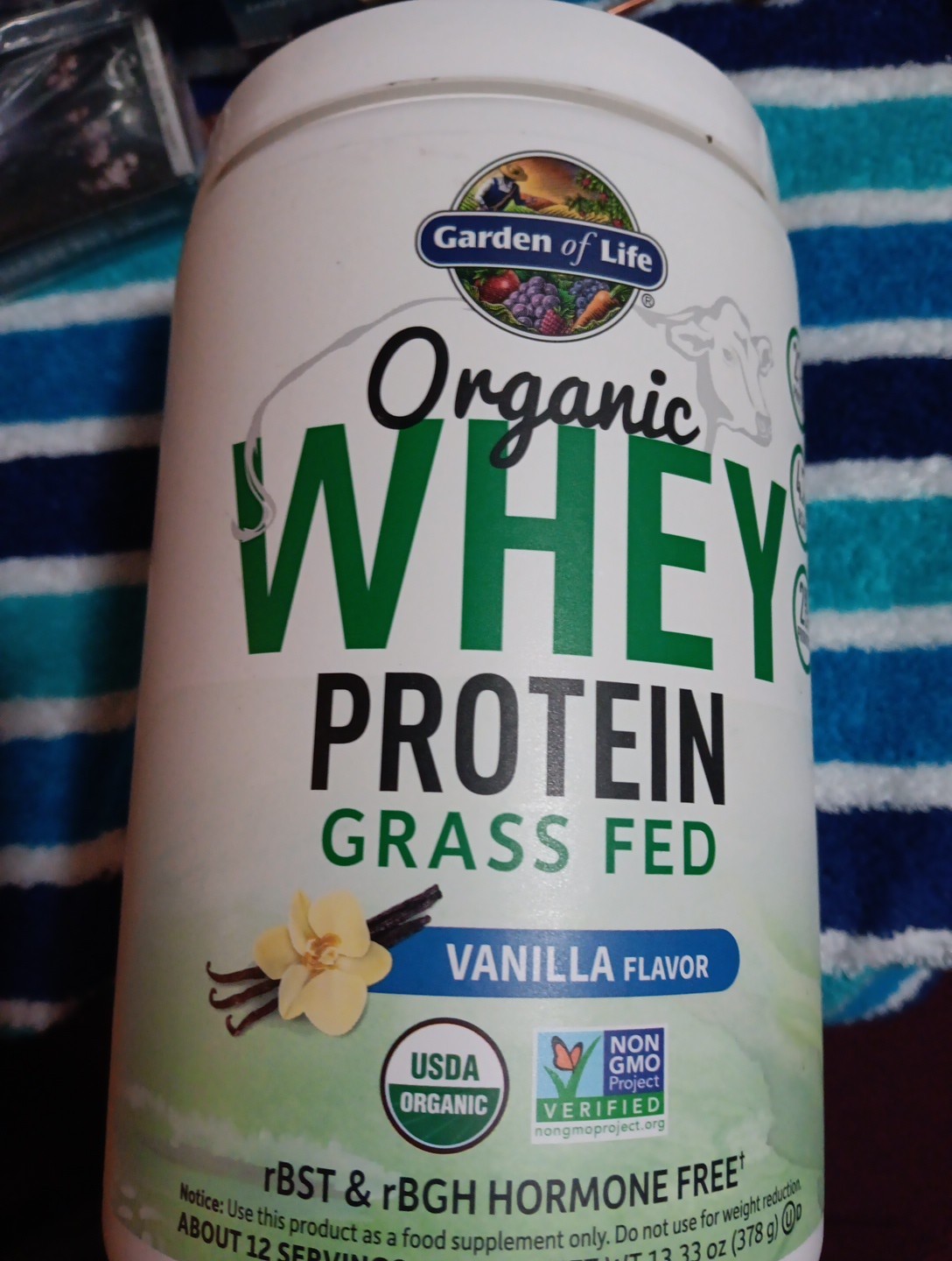 Garden of Life Organic Whey Protein, Grass-Fed, Vanilla, 13.33 oz (378 g)