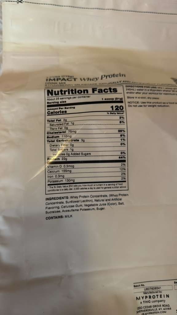 MyProtein Impact Whey Protein Powder 1.71lb High Protein Drink Mix