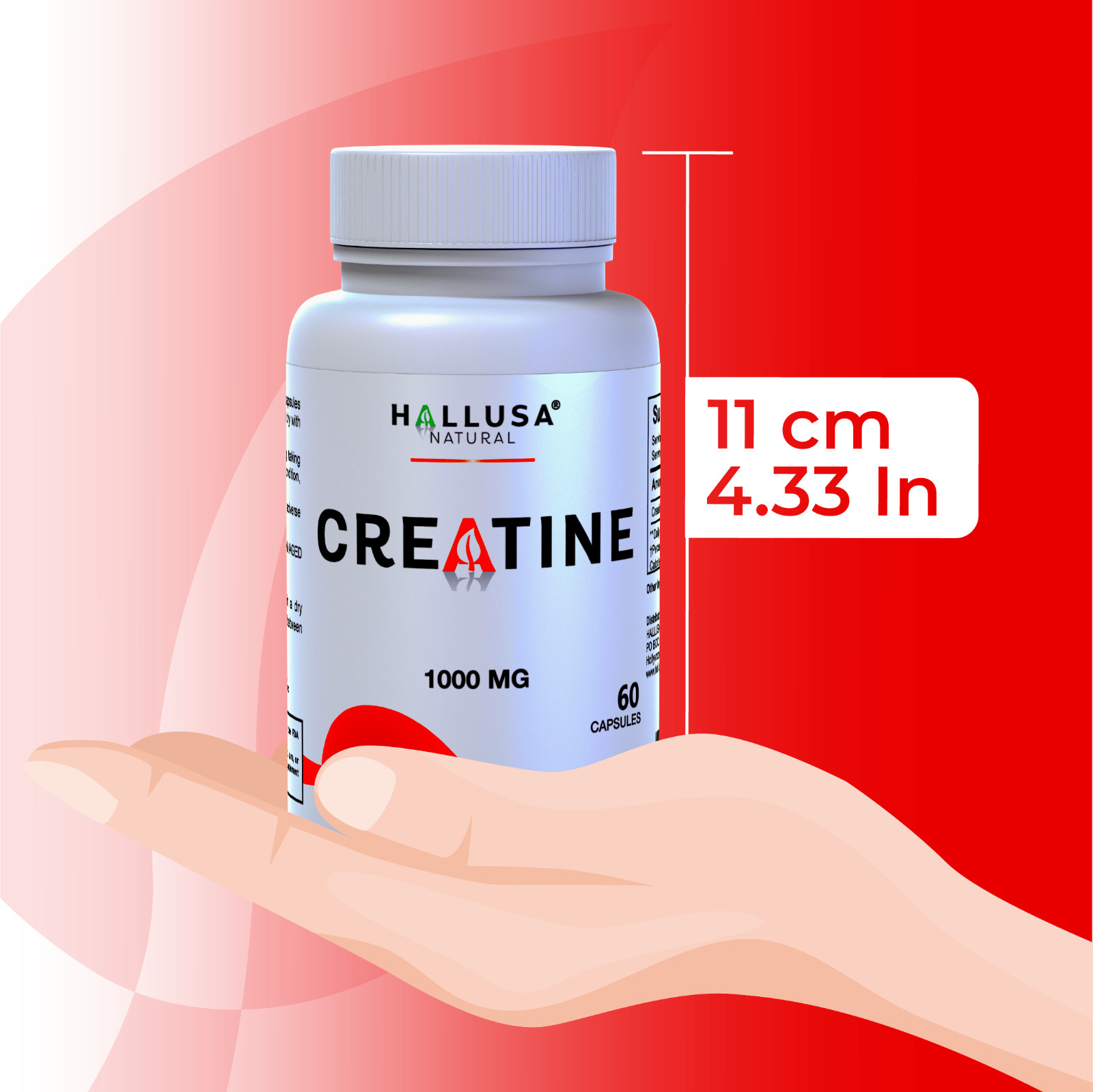 CREATINE Monohydrate – Muscle Building – Enhanced Strength & Performance -60 Cap