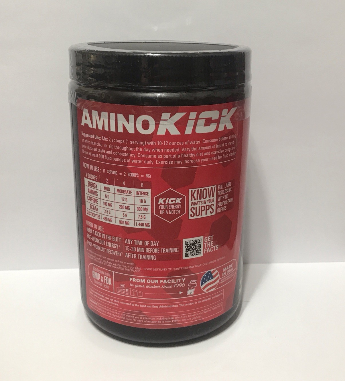 Amino Kick – Aminos & Energy – Hibiscus Strawberry Buzz – 9.5 oz (NutraBio)