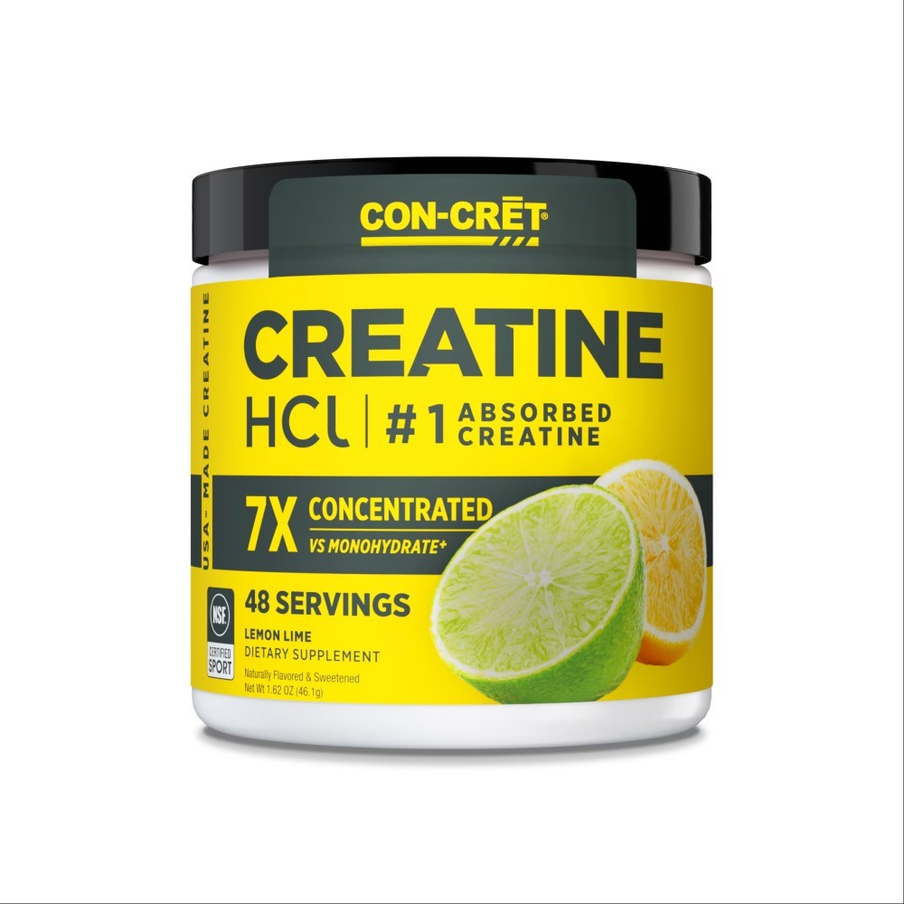 CON-CRET Patented Creatine HCl Lemon Lime Powder, Workout Supplement,48 Servings
