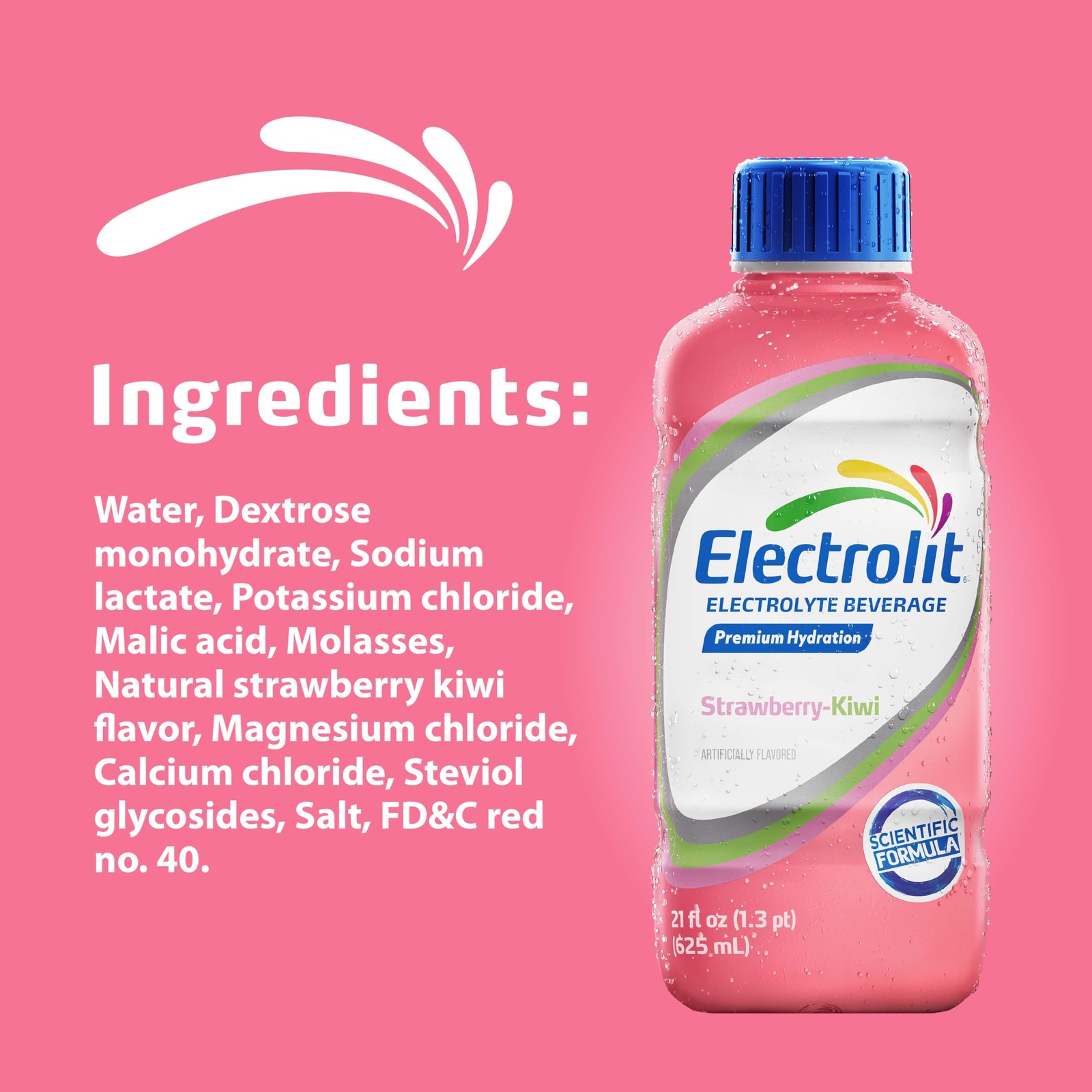 Electrolit, Electrolyte Beverage, 21 FL Oz (Pack of 12), Strawberry-Kiwi