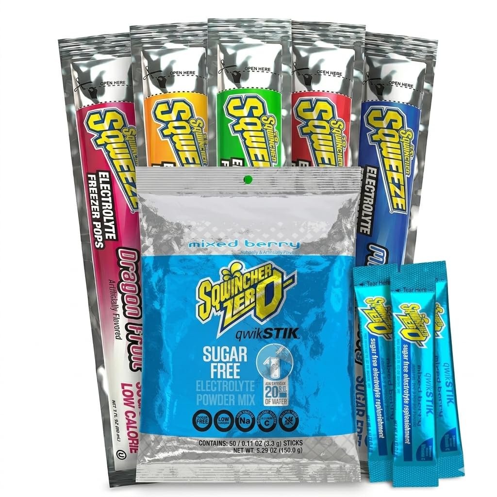 Sqwincher Bundle: (50) Mixed Berry Zero Qwik Stiks (20oz Yield) & (50)…