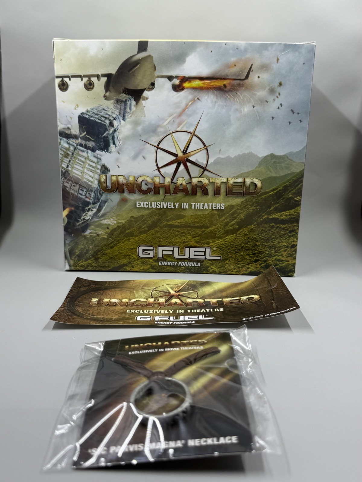 Gfuel Uncharted Empty Collector’s Box with Sticker and Necklace