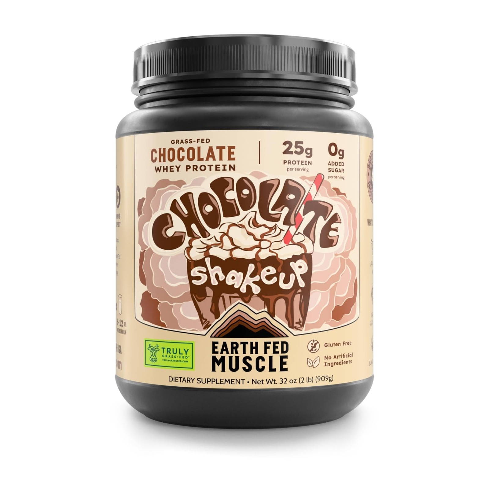Earth Fed Muscle Chocolate Shakeup Truly Grass Whey 2 Pound (Pack of 1)