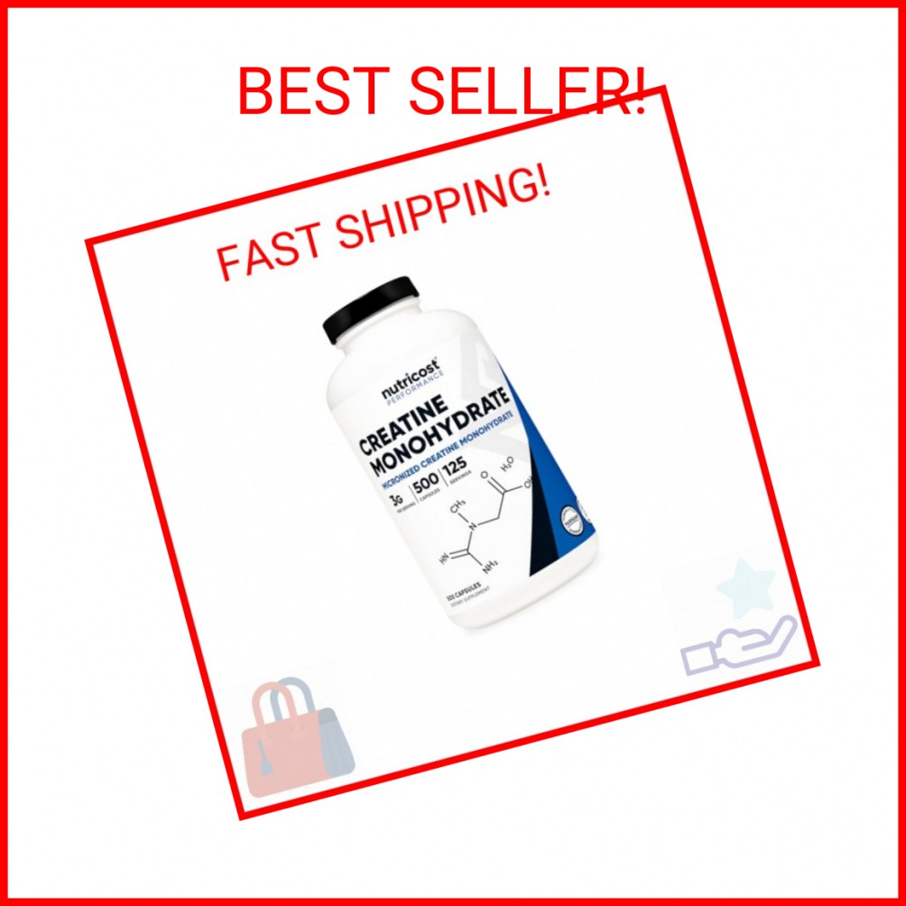 Nutricost Micronized Creatine Monohydrate 3,000mg 500 Capsules, 125 Servings, 75