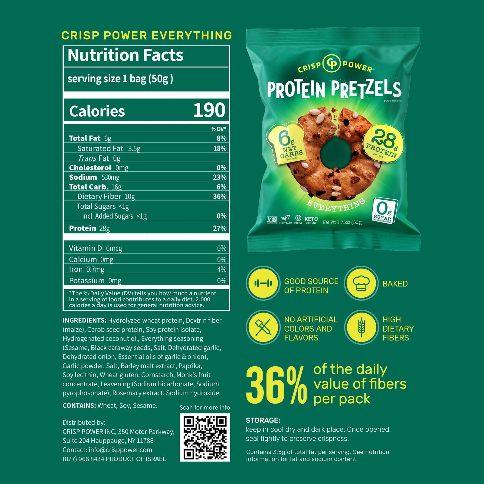 Crisp Power Protein Pretzels Variety Pack Sea Salt Vegan Keto Snack Plant Based