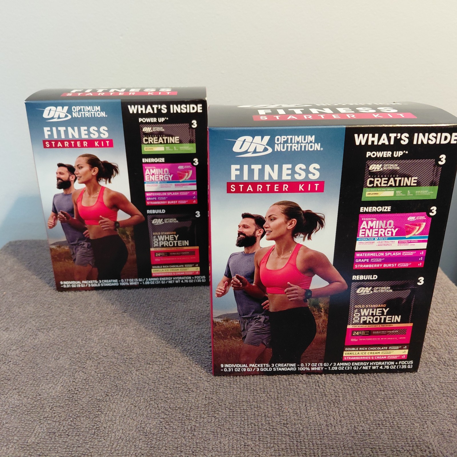 NIB Optimum Nutr. Starter Kit Creatine Amin-o-energy And Whey Protein – 2 Boxes