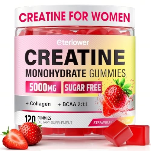 Creatine Gummies Women Collagen BCAAs Sugar Free 120Ct
