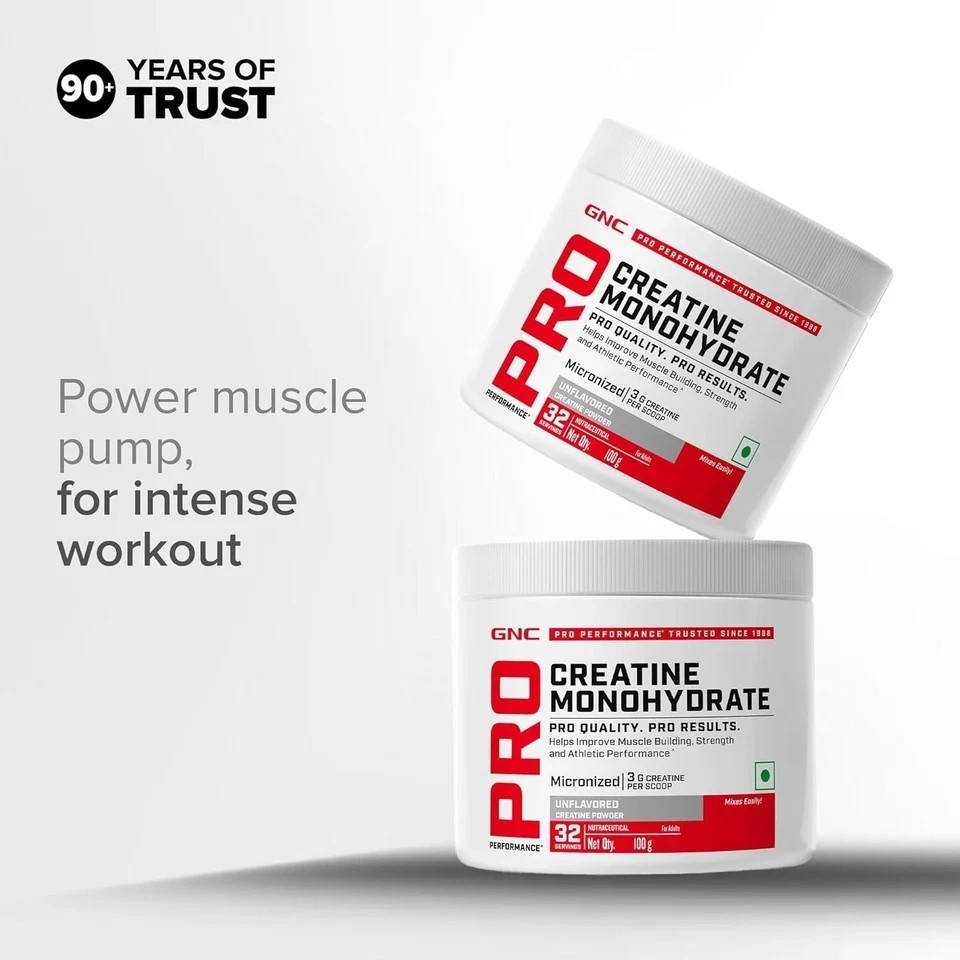 GNC Pro Performance Creatine Powder 100g – Unflavored & Gluten-Free P898