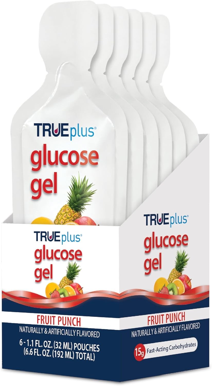 TRUEplus Glucose Gel Pouch, Fruit Punch Flavor, 15g 6-Pack (1 x 6-ct)
