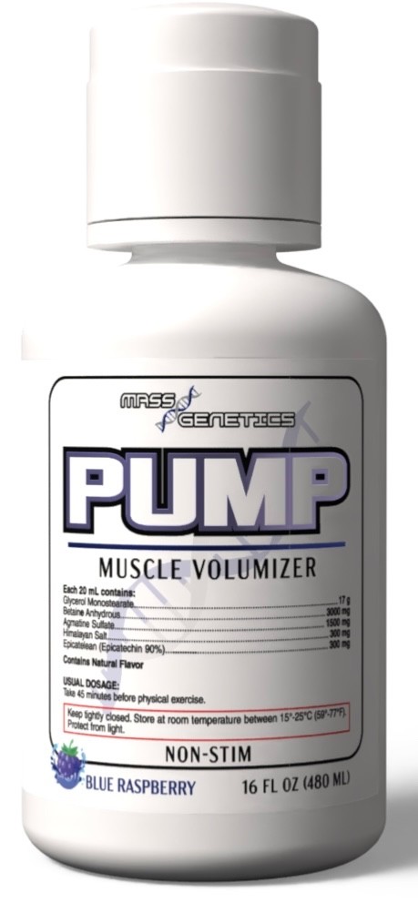 Mass Genetics New Pump Muscle Volumizer 16oz Non Stim Blueberry