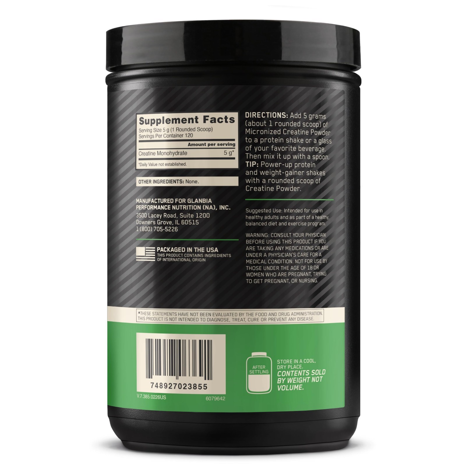Micronized Creatine Monohydrate Powder – 5g Per Serving, Supports Strength & Rec