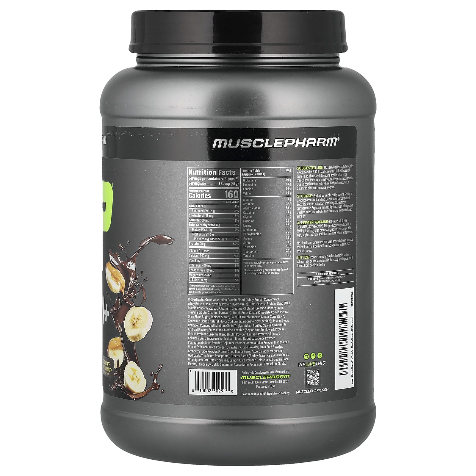 Pro Series Protein+, Chocolate Chunky Monkey, 2.5 lbs (1.1 kg)