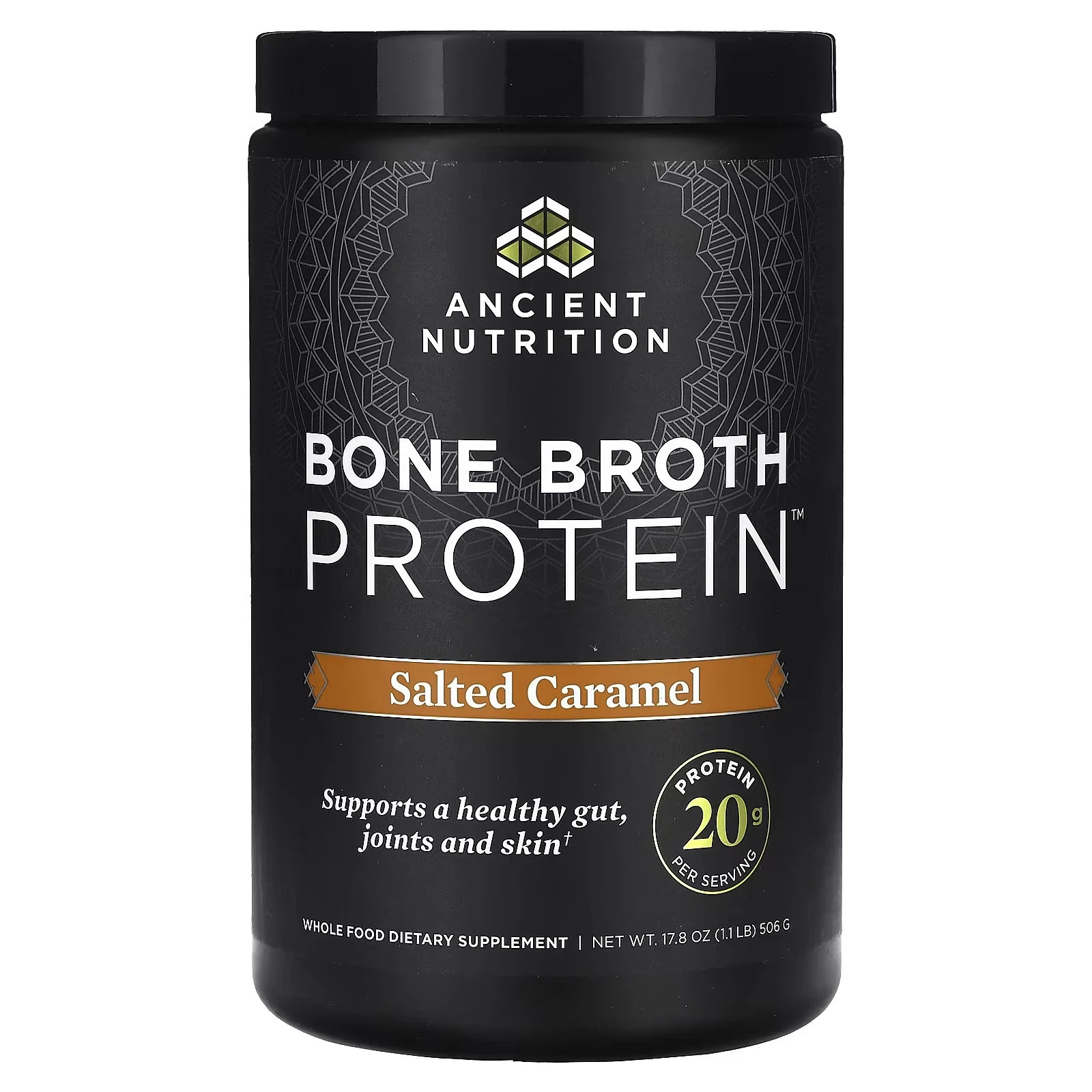 Ancient Nutrition Bone Broth Protein Salted Caramel 1.1 lb (506 g) – 17.8 OZ
